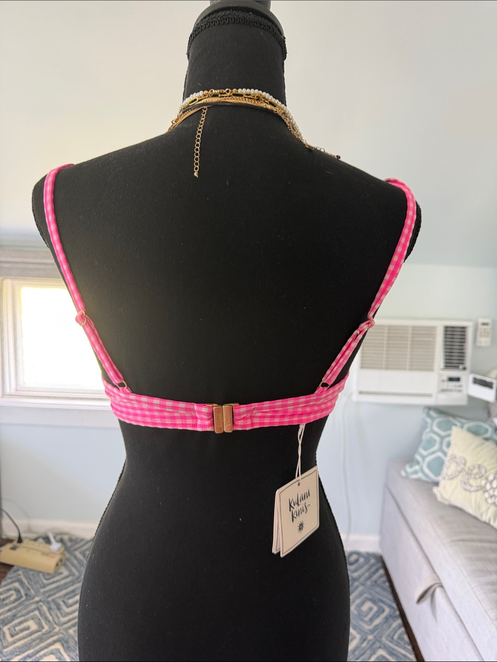 Kulani Kinis Pink Gingham Underwire Bikini Top Nwt - image 2